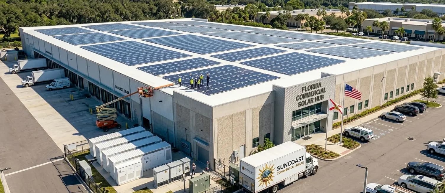 Commercial solar installation by Suncoast Commercial Solar on a Tampa Bay business
